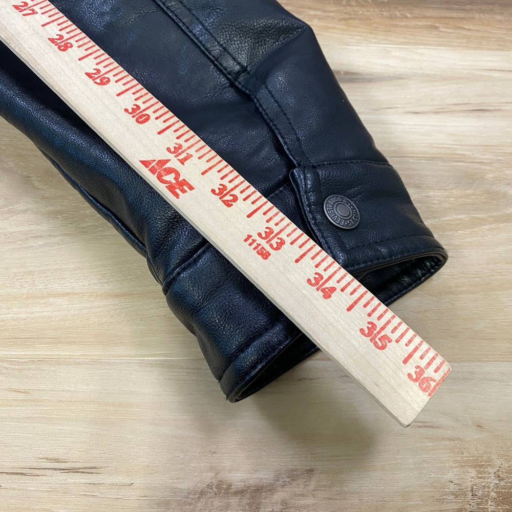 Levi's Trucker Jacket Mens L Sherpa Faux Leather Heritage Workwear Black Bomber - Picture 13 of 13